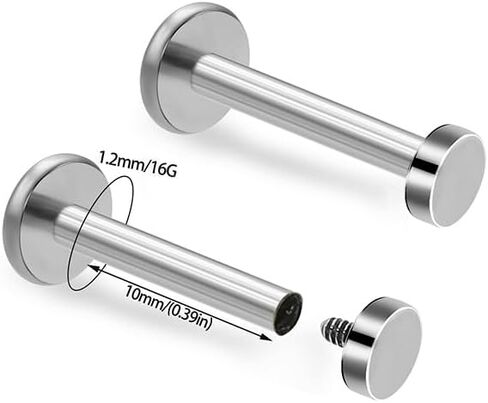 2 قطعة G23 التيتانيوم 16 جرام الخيوط الداخلية عودة الأنف مسمار الدائري مونرو Labret الشفاه خواتم اللولب مسمار الغضروف الزنمة القرط ثقب المجوهرات in Kuwait