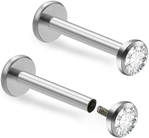 2 قطعة G23 التيتانيوم 16 جرام الخيوط الداخلية عودة الأنف مسمار الدائري مونرو Labret الشفاه خواتم اللولب مسمار الغضروف الزنمة القرط ثقب المجوهرات in Kuwait