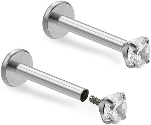 2 قطعة G23 التيتانيوم 16 جرام الخيوط الداخلية عودة الأنف مسمار الدائري مونرو Labret الشفاه خواتم اللولب مسمار الغضروف الزنمة القرط ثقب المجوهرات in Kuwait