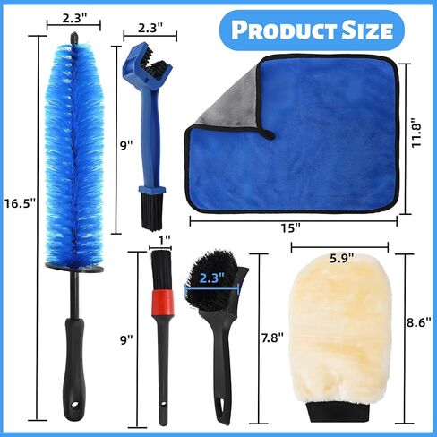 Set of 6 Motorcycle Cleaning Brush Kit, Motorcycle Detailing Wash Kit, Include Easy Reach Brush, Chain, Stiff Tire, Detailing Brush, Wool Wash Mitt, Microfiber Towel for Motorcycle, Bicycle in Saudi Arabia