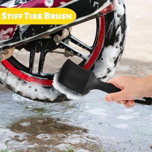 Set of 6 Motorcycle Cleaning Brush Kit, Motorcycle Detailing Wash Kit, Include Easy Reach Brush, Chain, Stiff Tire, Detailing Brush, Wool Wash Mitt, Microfiber Towel for Motorcycle, Bicycle in Saudi Arabia