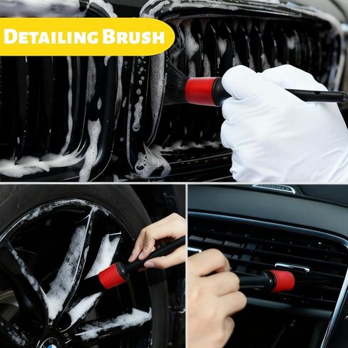 Set of 6 Motorcycle Cleaning Brush Kit, Motorcycle Detailing Wash Kit, Include Easy Reach Brush, Chain, Stiff Tire, Detailing Brush, Wool Wash Mitt, Microfiber Towel for Motorcycle, Bicycle in Saudi Arabia