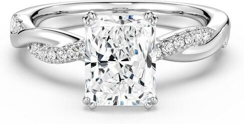 MOOSEA Radiant Cut Moissanite Engagement Rings for Women, 14K White Gold Plated 925 Sterling Silver Wedding Band, Moissanite Rings for Women Anniversary Ring Jewelry Gifts in Saudi Arabia