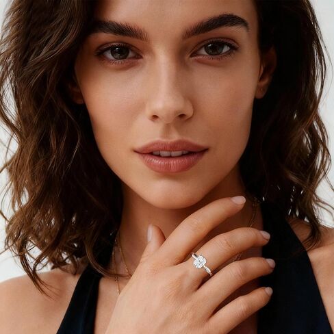 MOOSEA Radiant Cut Moissanite Engagement Rings for Women, 14K White Gold Plated 925 Sterling Silver Wedding Band, Moissanite Rings for Women Anniversary Ring Jewelry Gifts in Saudi Arabia