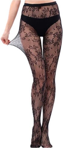 2 Pairs High Waist Allover Flower Fishnet Tights – Sheer Thigh High Suspender Stockings for Women in Saudi Arabia