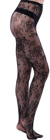 2 Pairs High Waist Allover Flower Fishnet Tights – Sheer Thigh High Suspender Stockings for Women in Saudi Arabia