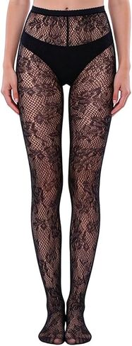 2 Pairs High Waist Allover Flower Fishnet Tights – Sheer Thigh High Suspender Stockings for Women in Saudi Arabia