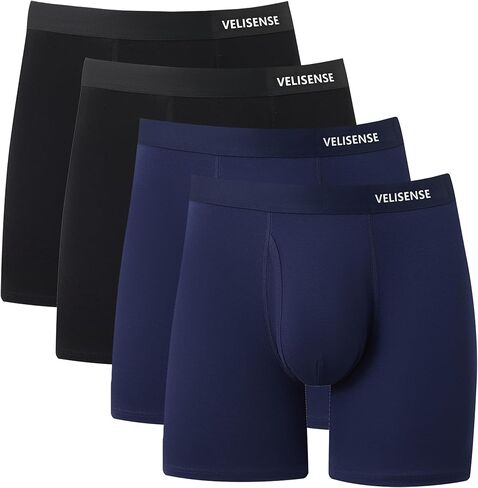 Men's Underwear with Open Fly Anti-Friction Cotton Boxer Briefs for Men 4 Pack, Breathable, Soft in Saudi Arabia