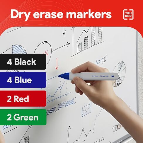 TRU RED Dry Erase Markers, Chisel Tip, Assorted Colors, 12 Pack – Bold Color Whiteboard Markers for Office, School & Home in Saudi Arabia