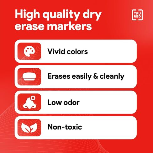 TRU RED Dry Erase Markers, Chisel Tip, Assorted Colors, 12 Pack – Bold Color Whiteboard Markers for Office, School & Home in Saudi Arabia