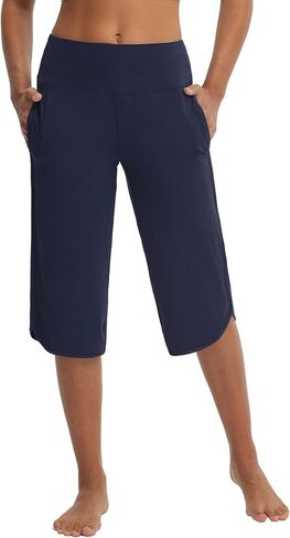 baleaf Women's Capri Pants with Pockets Straight Leg Yoga Capri Leggings 17" Mid-Calf Capris Workout in Saudi Arabia
