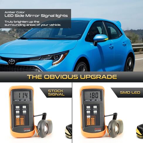 VIPMOTOZ LED Strip Side Mirror Light Turn Signal Indicator Lamp Replacement For 2019-2023 Toyota Corolla Hatchback & 20-22 Corolla Sedan, Black Housing Smoke Lens, 2-Piece Driver & Passenger Side Set in Saudi Arabia