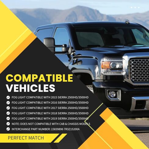 Pair Front Fog Light Assembly Compatible with 2015-2019 Sierra 2500HD 3500HD Fog Lamp Clear Lens Left and Right Side in Saudi Arabia