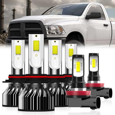 Fit For Dodge Ram 1500 2500 3500 With Projector 2013-2015 Light Bulbs, 9005 High Beam + 9012 Low Beam + 9145 Fog Light Bulb, 6-Pack in Saudi Arabia