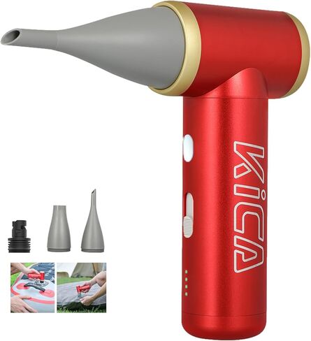 منفضة هواء كهربائية KiCA Jetfan 2.0 للكمبيوتر/لوحة المفاتيح/تنظيف المنزل/عدسة الكاميرا/التخييم/شواء/السيارة/صالون الحلاقة/تجفيف الشعر، 100000 دورة في الدقيقة، فوهة مطورة/عمر البطارية، أداة بديلة للهواء - أسود in Kuwait