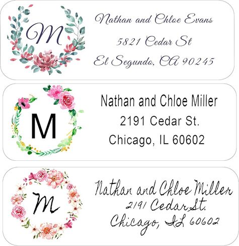 120 Count Personalized Floral Return Address Labels-Mailing Labels for Envelopes, Self Adhesive Flat Sheet Rectangle Personalized Name Stickers (1), 2.62 inch X 1 inch in Saudi Arabia