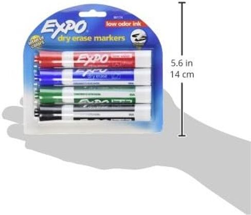 أقلام مسح جافة منخفضة الرائحة من EXPO، رأس مشطوف، ألوان متنوعة، 4 قطع in Saudi Arabia