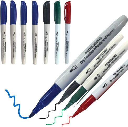 professoRs Dry Erase Markers, Semester Pack, Fine Tip, Low Odor, PP Material, Refillable Whiteboard Markers for Office, University and Business Presentations (pack of 7)(4 blue1 black 1green1red) in Saudi Arabia