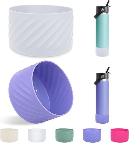 قطعتان من ممتص الصدمات من السيليكون الواقي للقارورة المائية بفم واسع 12oz-24oz، واقي قاعدة من السيليكون لملحقات أكواب ستانلي 20-40oz وزجاجة أخرى بقطر سفلي 2.83 بوصة in Kuwait