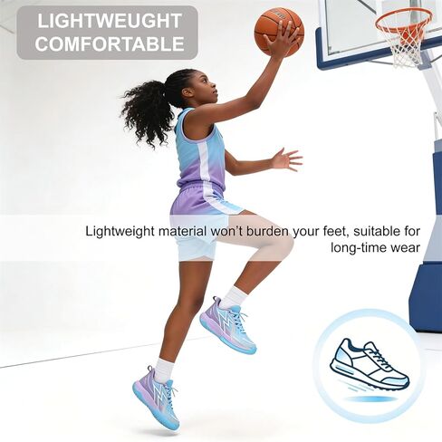 Moodeng Women's Basketball Shoes High Top Breathable Non Slip Shock Absorption Athletic Shoes for Outdoor Indoor Court Training in Saudi Arabia