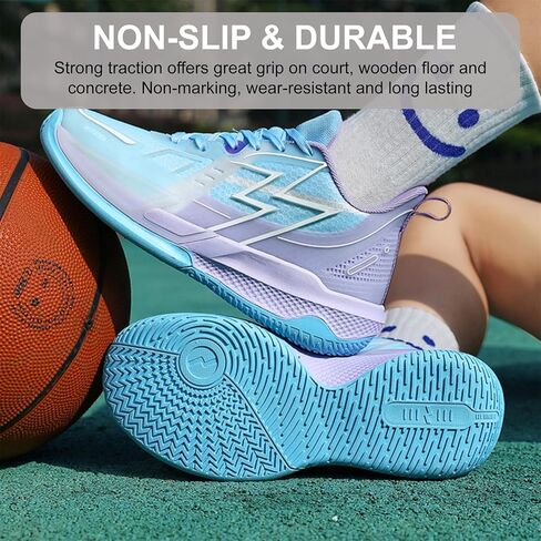 Moodeng Women's Basketball Shoes High Top Breathable Non Slip Shock Absorption Athletic Shoes for Outdoor Indoor Court Training in Saudi Arabia