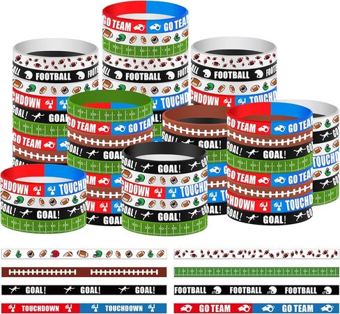 Karenhi 96 Pcs Football Party Favors Silicone Bracelets Bulk Rubber Wristbands Football Accessories for Motivational Sport Themed Birthday Party Decorations Gift for Game Day Team Award 8 Styles in Saudi Arabia