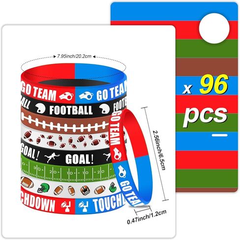 Karenhi 96 Pcs Football Party Favors Silicone Bracelets Bulk Rubber Wristbands Football Accessories for Motivational Sport Themed Birthday Party Decorations Gift for Game Day Team Award 8 Styles in Saudi Arabia