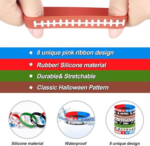 Karenhi 96 Pcs Football Party Favors Silicone Bracelets Bulk Rubber Wristbands Football Accessories for Motivational Sport Themed Birthday Party Decorations Gift for Game Day Team Award 8 Styles in Saudi Arabia