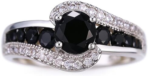 S925 الفضة الاسترليني خاتم الخطوبة العقيق الأسود خاتم السيدات الأسود مويسانيتي الزركون مجموعة قيراط الماس أنيقة انقطاع خاتم الخلود الخطوبة السيدات خواتم الزفاف حجم 8 in Kuwait