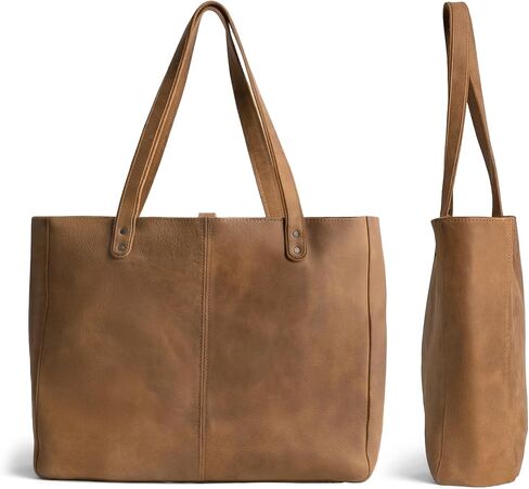 Hide & Drink, Formal Tote Bag, Top Handle Shoulder Bag for Women, Stylish Bag for Shopping, Full Grain Leather, Handmade, Bourbon Brown in Saudi Arabia