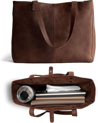 Hide & Drink, Formal Tote Bag, Top Handle Shoulder Bag for Women, Stylish Bag for Shopping, Full Grain Leather, Handmade, Bourbon Brown in Saudi Arabia