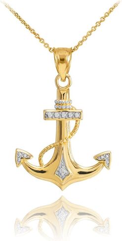 قلادة قلادة مرساة مرساة من الذهب بدرجتين من اللونين من أمريكان هيروز عيار 14 قيراط مرساة in Kuwait