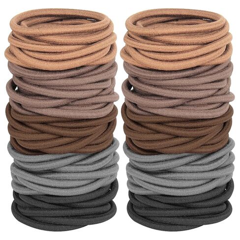 120 قطعة من الشعر المطاطي السميك للنساء والفتيات، ربطات شعر بدون خياطة بدون ضرر، حوامل ذيل حصان عالية المرونة للشعر السميك والمجعد والطويل - ألوان محايدة (4 مم) in Kuwait