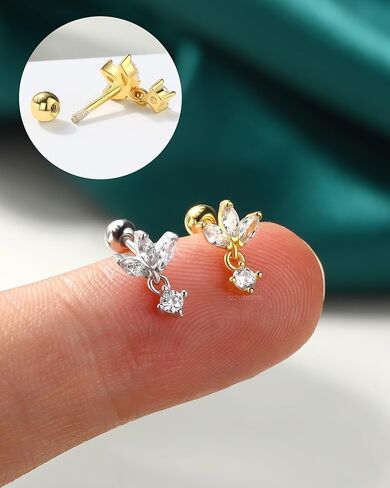 COCHARM 14K Gold Plated Helix Earrings 18g Dangle Cartilage Earrings 925 Sterling Silver Tragus Stud Forward Helix Conch Piercing Jewelry for Women Gold in Saudi Arabia