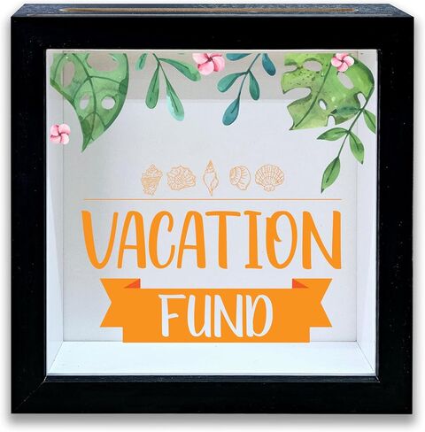 Shadow Box with Slots, Vacation Fund Boxes Frame 8x8 Inches Decorations for Home Office, Keep Sake Box for Memories, Travel Gifts for Travelers, Shadow Boxes Display Cases -04 in Saudi Arabia