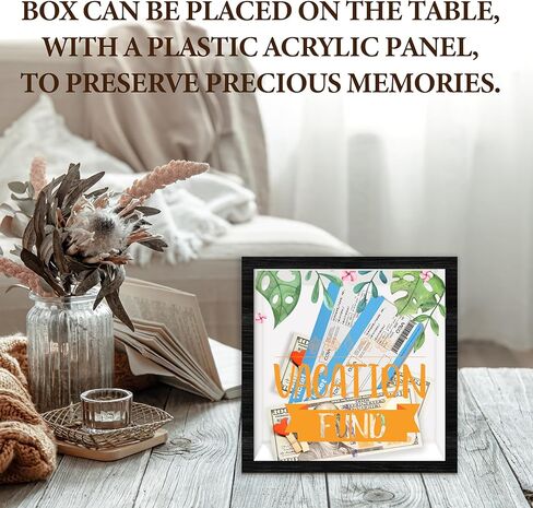 Shadow Box with Slots, Vacation Fund Boxes Frame 8x8 Inches Decorations for Home Office, Keep Sake Box for Memories, Travel Gifts for Travelers, Shadow Boxes Display Cases -04 in Saudi Arabia