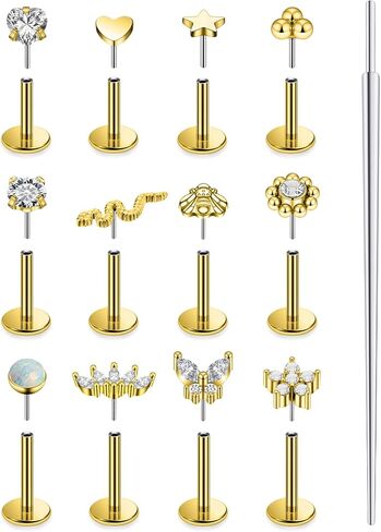 20G 18G 16G Threadless Flat Back Earrings Nose Studs 316L Surgical Steel Tragus Forward Helix Conch Cartilage Lobe Earrings Stud Medusa Labret Monroe Lip Ring Piercing Jewelry For Women Men in Saudi Arabia