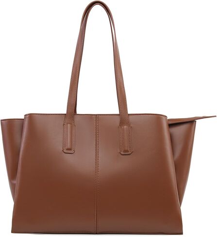 Work Tote Bag for Women Fits 14 In Laptop, Vegan Leather Purse with Compartments & Zipper, Structured Shoulder Bag for Office in Saudi Arabia