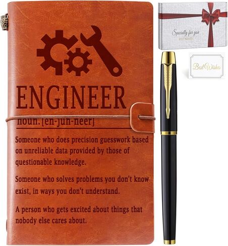 Engineer Gifts, Mechanical Engineering Gifts, Leather Journal Notebook Gifts for Engineers, New Licensed Passer Gifts Engineering Student Gifts, Graduation Gifts Retirement Gift for Engineer in Saudi Arabia