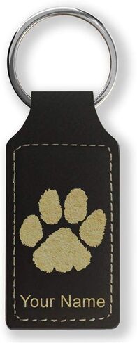 LaserGram Rectangle Keychain, Paw Print, Personalized Engraving Included (Dark Blue) in Saudi Arabia