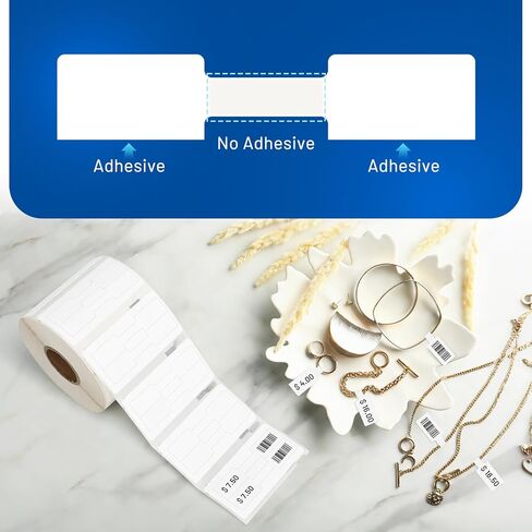 L LIKED 1500 PCS 3/8" x 3/4" Jewelry/Price Tag 2-up Thermal Labels, Permanent Adhesive, Compatible with Rollo, Zebra and Dymo 450/4XL, Fit for Dymo 30299 (1 Roll, 1500 Labels) in Saudi Arabia