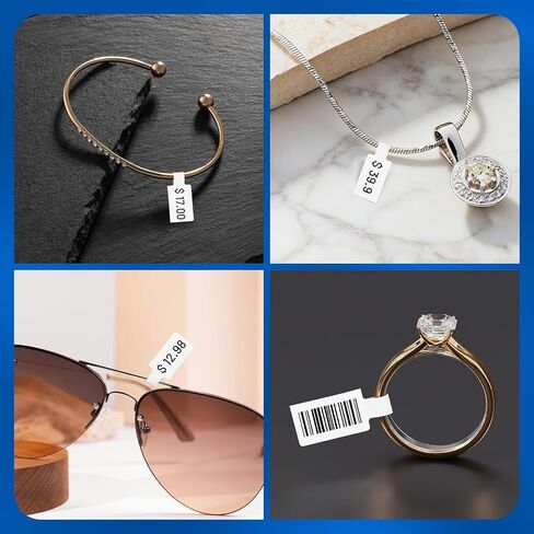 L LIKED 1500 PCS 3/8" x 3/4" Jewelry/Price Tag 2-up Thermal Labels, Permanent Adhesive, Compatible with Rollo, Zebra and Dymo 450/4XL, Fit for Dymo 30299 (1 Roll, 1500 Labels) in Saudi Arabia