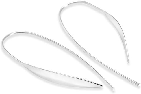 أقراط متدلية من الفضة الإسترليني الصلبة عيار 925، مجوهرات للجنسين بتصميم بيضاوي متدلي رفيع in Kuwait