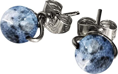 أقراط سوداليتي 6 مم من الخرز البسيط من الفولاذ والحديد الأسود والتيتانيوم والفضة الاسترلينية والذهب الوردي عيار 14 قيراط أو سلك الذهب عيار 14 قيراط (صناعة يدوية)، خرزة من الأحجار الكريمة الحقيقية in Kuwait