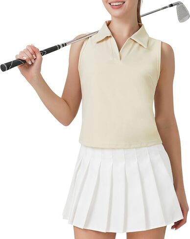 BEROY Womens Sleeveless Golf Polo Shirts Collared V Neck Cropped Tennis Athletic Tank Tops Quick Dry in Saudi Arabia
