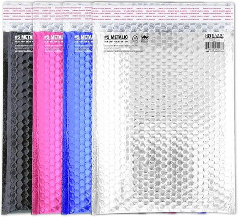BAZIC Products Poly Bubble Mailers 10.5"x15" #5 Self Seal Closure, Metallic Color Padded Cushion Envelope, Mailing Shipping Envelopes Waterproof Bag, 1-Pack in Saudi Arabia