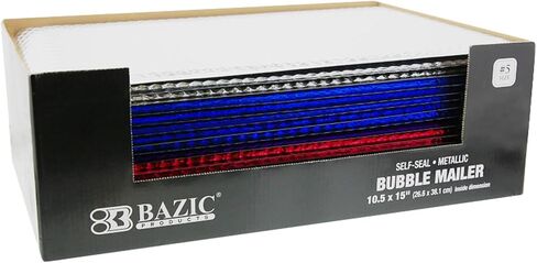 BAZIC Products Poly Bubble Mailers 10.5"x15" #5 Self Seal Closure, Metallic Color Padded Cushion Envelope, Mailing Shipping Envelopes Waterproof Bag, 1-Pack in Saudi Arabia
