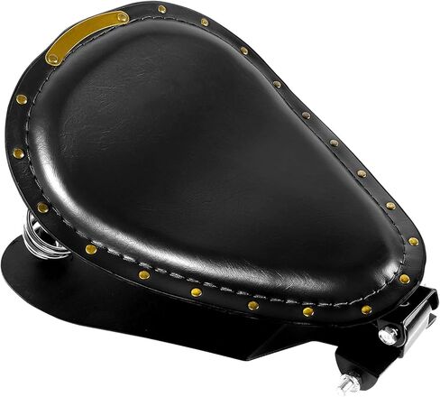 Leather Motorcycle Solo Seat with Seat Base Spring Mounting Bracket Kit Compatible with Harley Davidson Harley Sportster XL 883 1200(Black) in Saudi Arabia