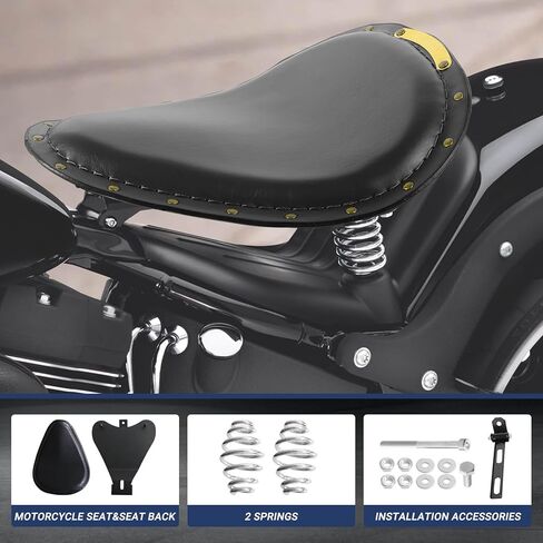 Leather Motorcycle Solo Seat with Seat Base Spring Mounting Bracket Kit Compatible with Harley Davidson Harley Sportster XL 883 1200(Black) in Saudi Arabia