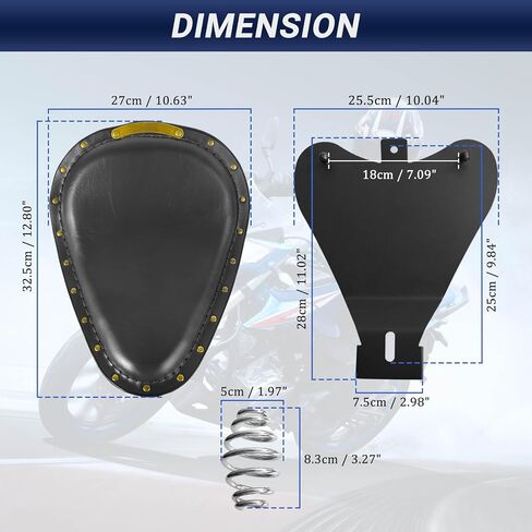 Leather Motorcycle Solo Seat with Seat Base Spring Mounting Bracket Kit Compatible with Harley Davidson Harley Sportster XL 883 1200(Black) in Saudi Arabia